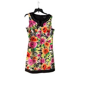 y2k Perceptions Women's Size 14 Black with Floral Pattern Black Beaded Neck